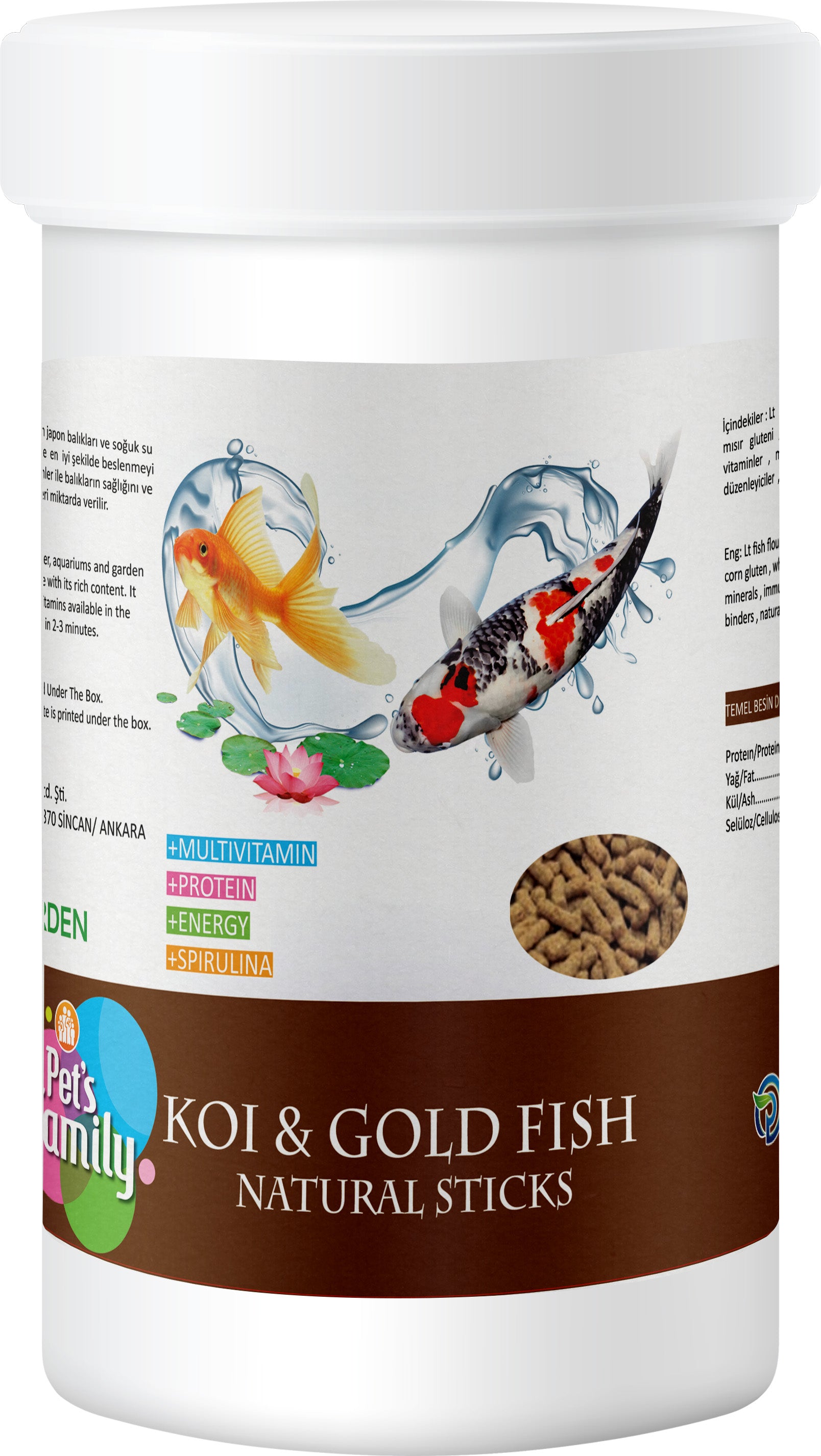 Pets Family Koi & Gold Fish Natural Sticks 1L/100 Gr